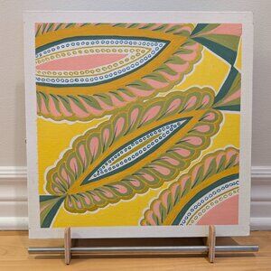 $50.00  Botanical Echoes – Original Abstract Leaf-Inspired Art on 12x12 Hard Can